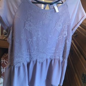 Lavender lace peplum Xhilaration top